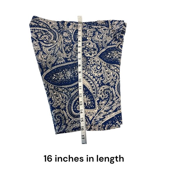 J. Crew Womens Paisley Stretch Cotton Shorts Size 2 Navy & White - Picture 6 of 7